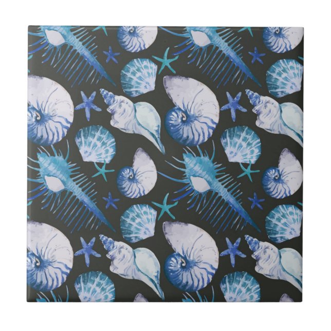 Korallen mit Muscheln Fliese (Vorderseite)