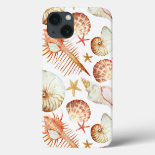 Korallen mit Muscheln- und Krebsmuster iPhone 13 Hülle