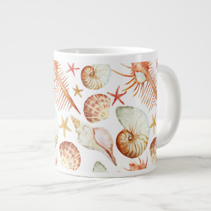 Korallen mit Muscheln- und Krebsmuster Jumbo-Tasse