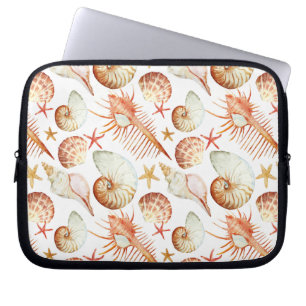 Korallen mit Muscheln- und Krebsmuster Laptopschutzhülle