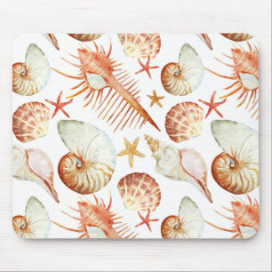 Korallen mit Muscheln- und Krebsmuster Mousepad