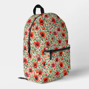 Korallen-Mohn in botanischer Aquarelldarstellung Bedruckter Rucksack