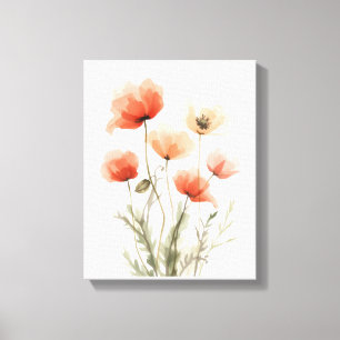 Korallen-Mohn-Wasserfarben-Blumenprint Leinwanddruck