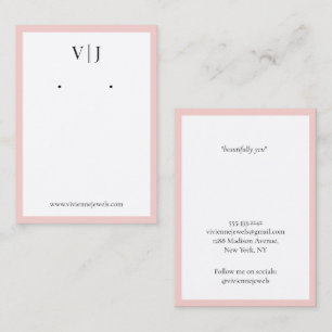 Korallen-Monogramm-Schmuck-Ohrhänger-Displaykarte Visitenkarte