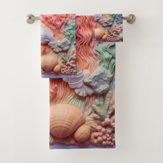 Korallen, Muscheln, Strand, Ozean Badhandtuch Set (Insitu)