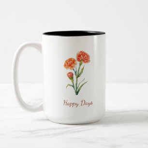Korallen-Nelke Botanische Aquarell-Eigenname Zweifarbige Tasse