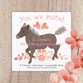 Korallen, Rosa, Pony Geburtstagsparty Einladung