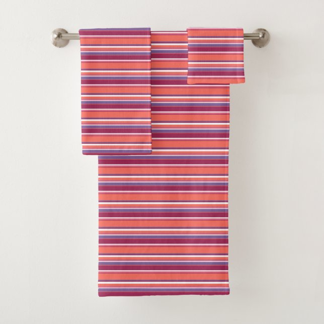 Korallen, rote und violette Streifen Badhandtuch Set (Insitu)