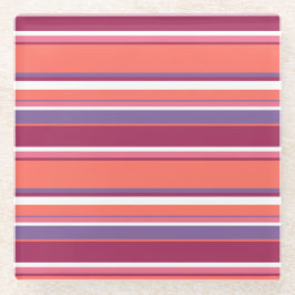 Korallen, rote und violette Streifen Glasuntersetzer