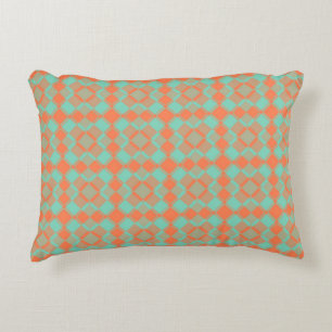 Korallen-Türkis-Karo-Argyle-Muster Dekokissen