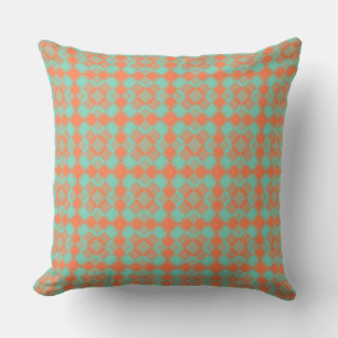Korallen Türkis Karo Argyle Muster Kissen