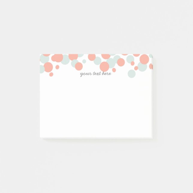 Korallen-u. Minzen-Blasenconfetti-Muster Post-it Klebezettel (Vorderseite)