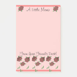 Korallen und Burgund Blume blüht Post-it Klebezettel