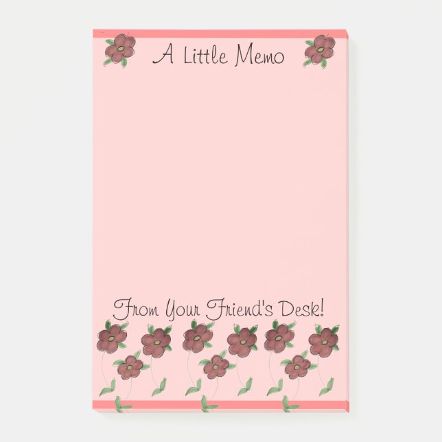 Korallen und Burgund Blume blüht Post-it Klebezettel (Vorderseite)