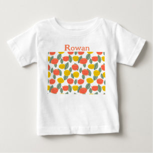 Korallen- und Gold-Blume Baby T-shirt