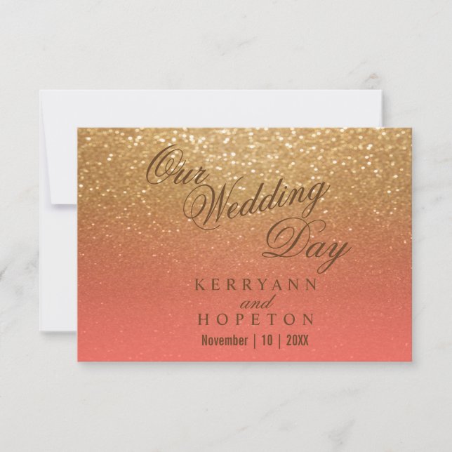 Korallen und Gold-Glitzer - UAWG RSVP Karte (Vorderseite)