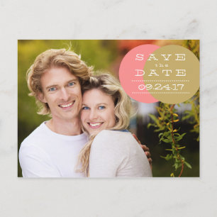 Korallen- und Goldzirkel Save the Date Postkarte