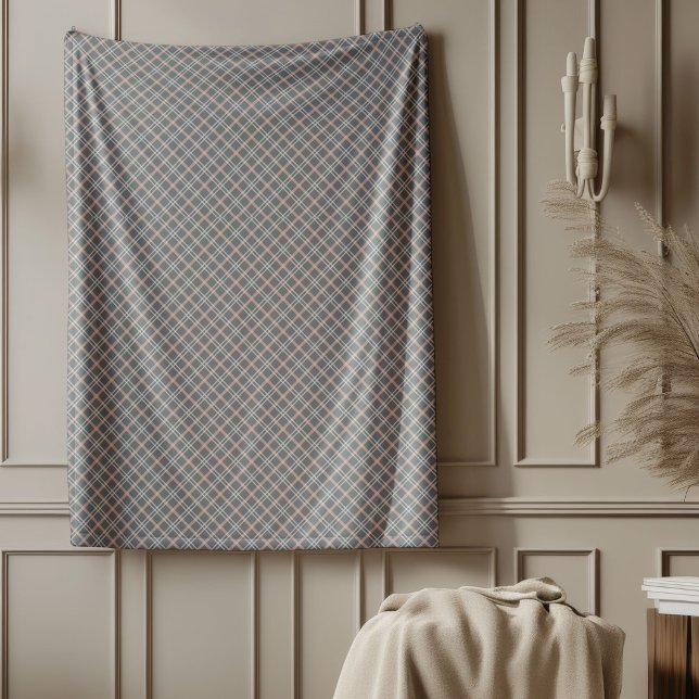 Korallen und grauer Karo Schuppen für moderne Inne Fleecedecke (Coral and Gray Check Blanket for Modern Interiors)