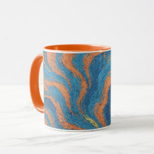 Korallen- und indigoblaue Wellen Tasse