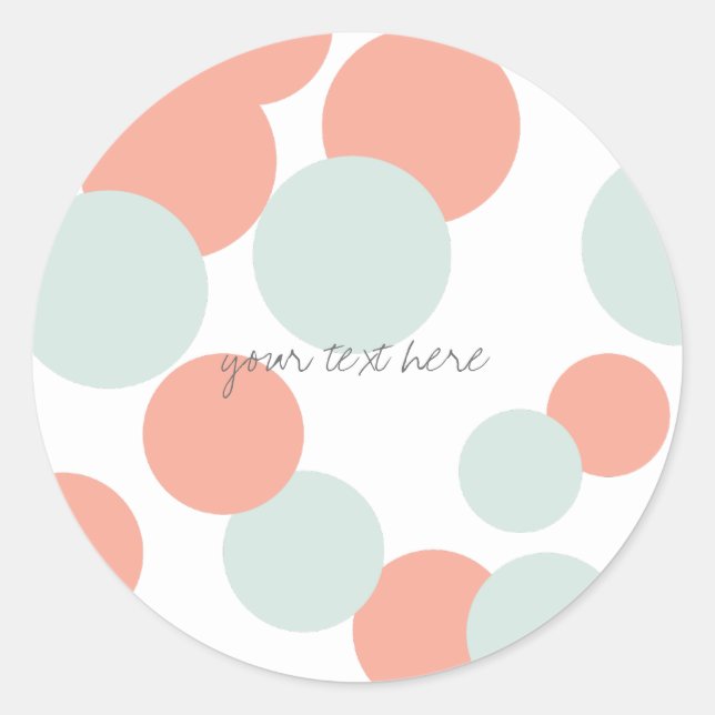Korallen- und Minzbubbles Muster-Party-Sticker Runder Aufkleber (Vorderseite)