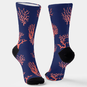 Korallen- und Navy-Blue-Groom-Hochzeit Socken