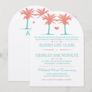Korallen und Neo Mint Beach Typografie einladen Einladung