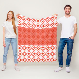 Korallen und Orangefarbenes Gemustertes Fleece Bla
