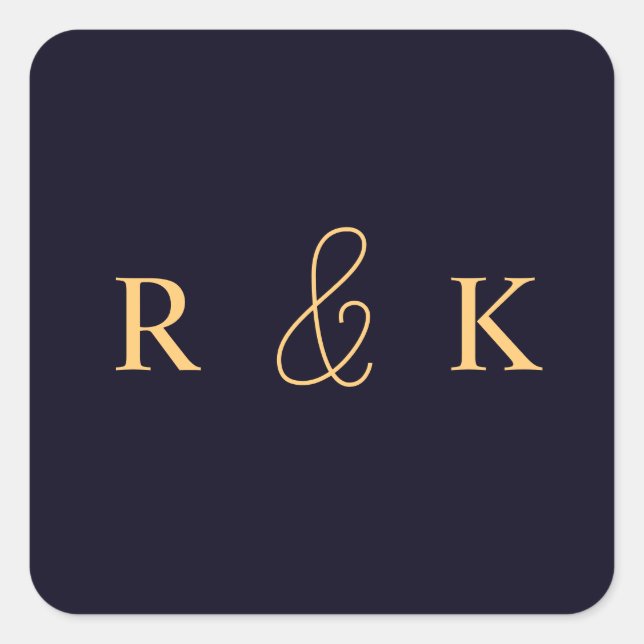 Korallen und Pfirsich personalisiert mit Monogramm Quadratischer Aufkleber (Vorderseite)