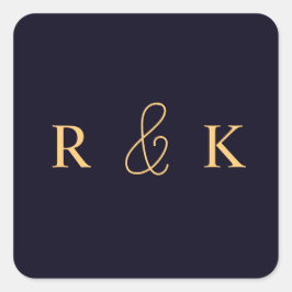 Korallen und Pfirsich personalisiert mit Monogramm Quadratischer Aufkleber