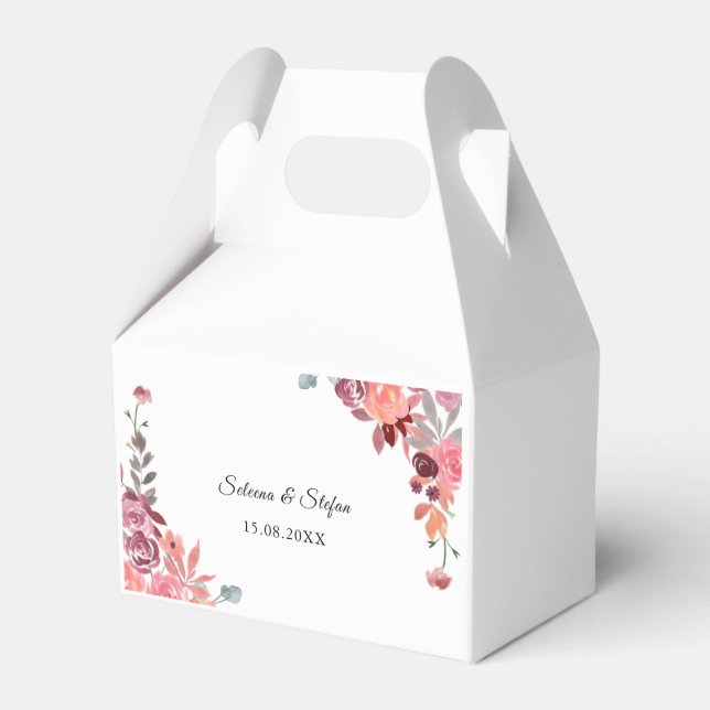 Korallen und Pfirsichfarben Blumenkuchen Geschenkschachtel (Vorderseite)