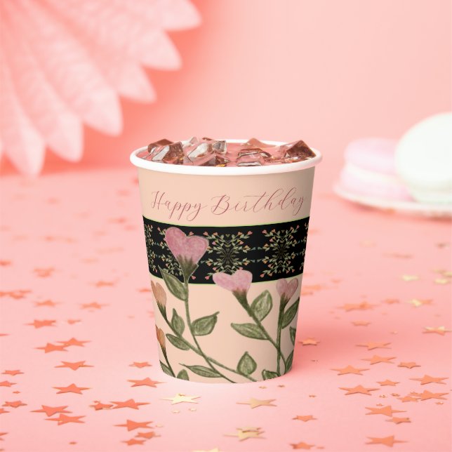 Korallen und rosa Blütenblätter Pappbecher (Insitu)