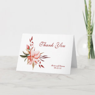 Korallen- und Rosé-Blumen-Dankeskarten Dankeskarte