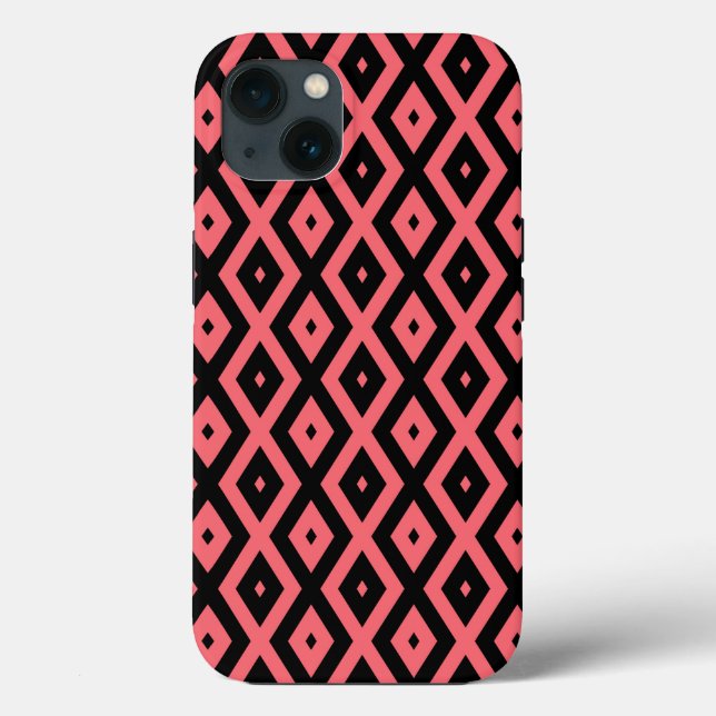 Korallen und schwarze Diamantmuster Case-Mate iPho Case-Mate iPhone Hülle (Rückseite)