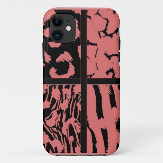 Korallen und Schwarze Wildtiermuster Case-Mate iPhone Hülle (Rückseite)