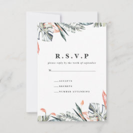 Korallen- und Tropenblättertraum R.S.V.P RSVP Karte