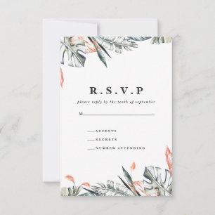 Korallen- und Tropenblättertraum R.S.V.P RSVP Karte
