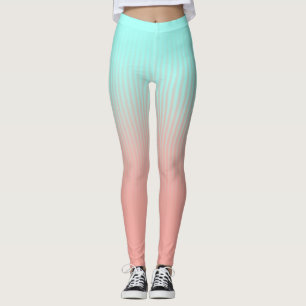Korallen und Türkis Streifen Leggings
