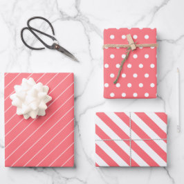 Korallen und Weiß Geschenkpapier Set