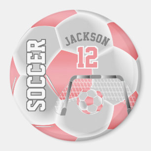 Korallen und Weiß personalisieren Fußballball Magnet