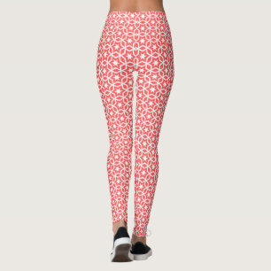 Korallen- und Weißgittermuster Leggings
