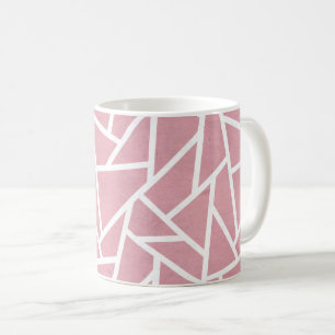 Korallen- und Weißmosaikmuster Kaffeetasse
