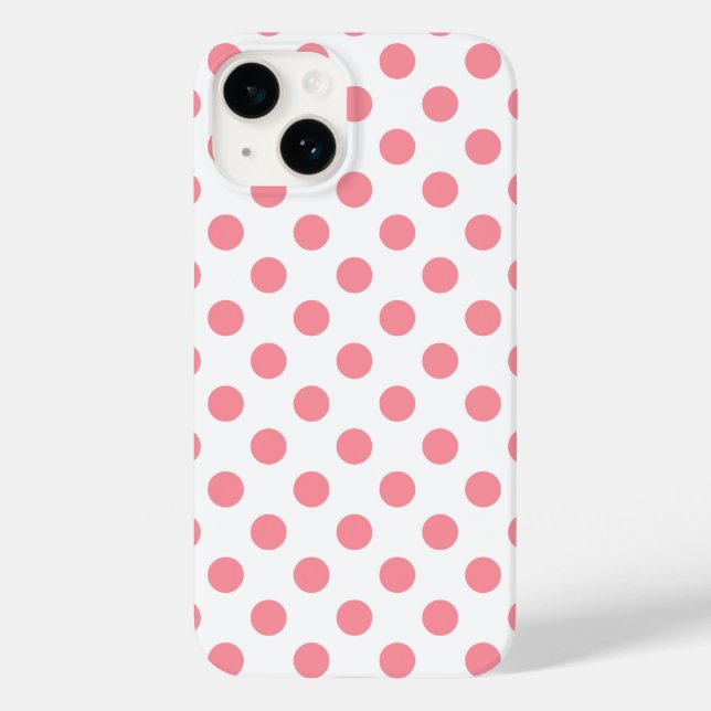 Korallen- und Weißpolka-Punkte Case-Mate iPhone 14 Hülle (Rückseite)