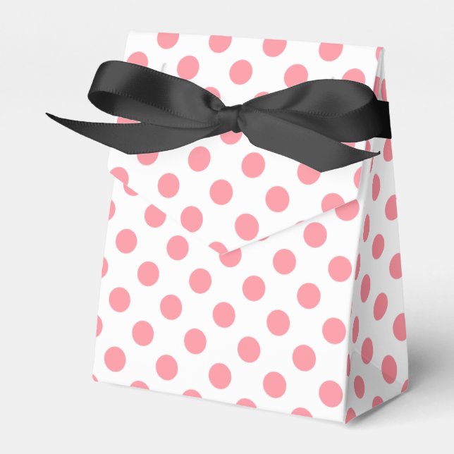 Korallen- und Weißpolka-Punkte Geschenkschachtel (Vorderseite)