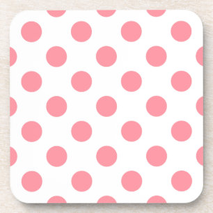 Korallen- und Weißpolka-Punkte Getränkeuntersetzer