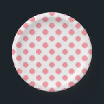 Korallen- und Weißpolka-Punkte Pappteller<br><div class="desc">Korallen- und Weißpolka-Punkte</div>