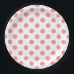 Korallen- und Weißpolka-Punkte Pappteller<br><div class="desc">Korallen- und Weißpolka-Punkte</div>