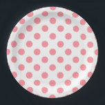 Korallen- und Weißpolka-Punkte Pappteller<br><div class="desc">Korallen- und Weißpolka-Punkte</div>