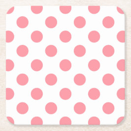 Korallen- und Weißpolka-Punkte Rechteckiger Pappuntersetzer