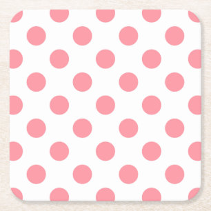 Korallen- und Weißpolka-Punkte Rechteckiger Pappuntersetzer