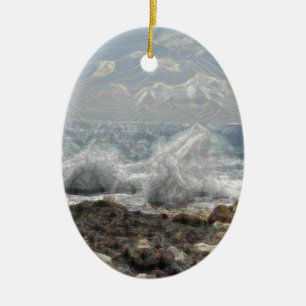 Korallen und Wellen Keramik Ornament